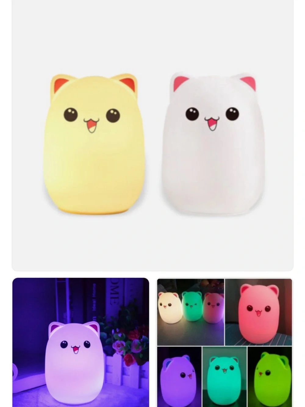 Winking Cat LED Night Light - Multi-Color Cute Silicone Lamp